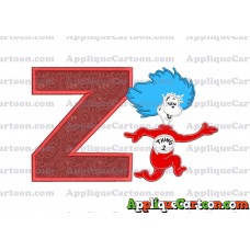 Dr Seuss Thing Two Applique Embroidery Design With Alphabet Z
