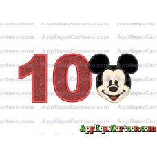 Ears Mickey Mouse Head Applique Embroidery Design Birthday Number 10