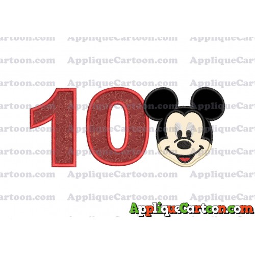 Ears Mickey Mouse Head Applique Embroidery Design Birthday Number 10