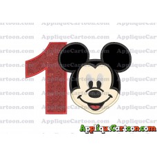 Ears Mickey Mouse Head Applique Embroidery Design Birthday Number 1