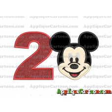 Ears Mickey Mouse Head Applique Embroidery Design Birthday Number 2