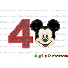 Ears Mickey Mouse Head Applique Embroidery Design Birthday Number 4