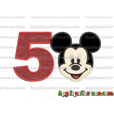 Ears Mickey Mouse Head Applique Embroidery Design Birthday Number 5
