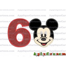 Ears Mickey Mouse Head Applique Embroidery Design Birthday Number 6