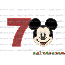 Ears Mickey Mouse Head Applique Embroidery Design Birthday Number 7