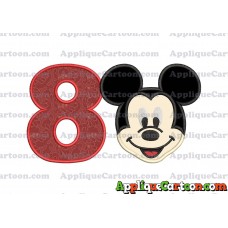 Ears Mickey Mouse Head Applique Embroidery Design Birthday Number 8