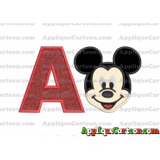 Ears Mickey Mouse Head Applique Embroidery Design With Alphabet A