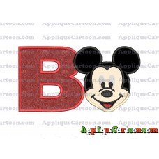 Ears Mickey Mouse Head Applique Embroidery Design With Alphabet B
