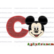 Ears Mickey Mouse Head Applique Embroidery Design With Alphabet C