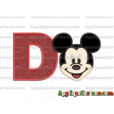 Ears Mickey Mouse Head Applique Embroidery Design With Alphabet D