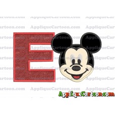 Ears Mickey Mouse Head Applique Embroidery Design With Alphabet E