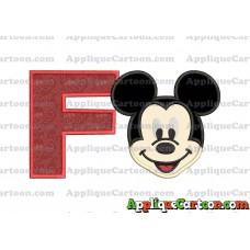Ears Mickey Mouse Head Applique Embroidery Design With Alphabet F