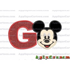 Ears Mickey Mouse Head Applique Embroidery Design With Alphabet G