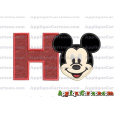 Ears Mickey Mouse Head Applique Embroidery Design With Alphabet H