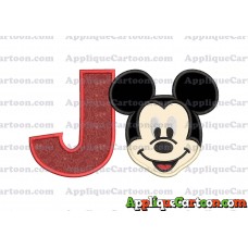 Ears Mickey Mouse Head Applique Embroidery Design With Alphabet J