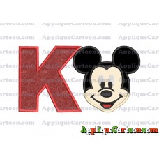 Ears Mickey Mouse Head Applique Embroidery Design With Alphabet K