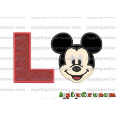 Ears Mickey Mouse Head Applique Embroidery Design With Alphabet L