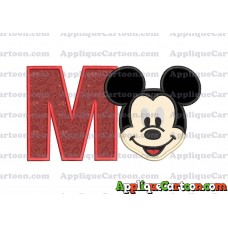 Ears Mickey Mouse Head Applique Embroidery Design With Alphabet M