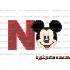 Ears Mickey Mouse Head Applique Embroidery Design With Alphabet N