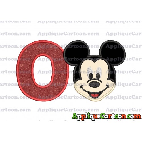 Ears Mickey Mouse Head Applique Embroidery Design With Alphabet O