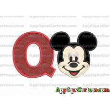 Ears Mickey Mouse Head Applique Embroidery Design With Alphabet Q