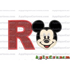Ears Mickey Mouse Head Applique Embroidery Design With Alphabet R