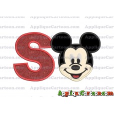 Ears Mickey Mouse Head Applique Embroidery Design With Alphabet S
