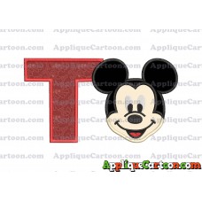 Ears Mickey Mouse Head Applique Embroidery Design With Alphabet T