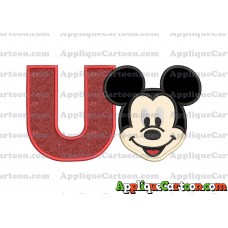 Ears Mickey Mouse Head Applique Embroidery Design With Alphabet U