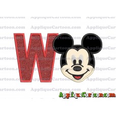 Ears Mickey Mouse Head Applique Embroidery Design With Alphabet W