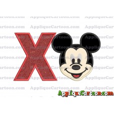Ears Mickey Mouse Head Applique Embroidery Design With Alphabet X