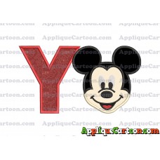 Ears Mickey Mouse Head Applique Embroidery Design With Alphabet Y