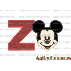 Ears Mickey Mouse Head Applique Embroidery Design With Alphabet Z