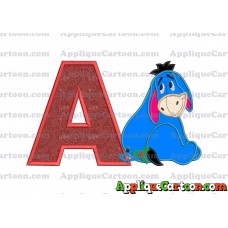 Eeyore Applique 01 Embroidery Design With Alphabet A