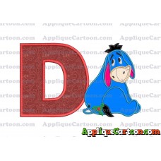 Eeyore Applique 01 Embroidery Design With Alphabet D