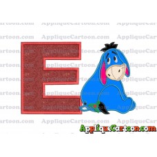 Eeyore Applique 01 Embroidery Design With Alphabet E