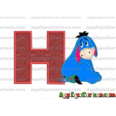 Eeyore Applique 01 Embroidery Design With Alphabet H