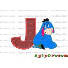 Eeyore Applique 01 Embroidery Design With Alphabet J