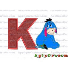 Eeyore Applique 01 Embroidery Design With Alphabet K