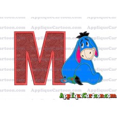 Eeyore Applique 01 Embroidery Design With Alphabet M