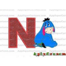 Eeyore Applique 01 Embroidery Design With Alphabet N