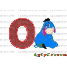 Eeyore Applique 01 Embroidery Design With Alphabet O