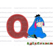 Eeyore Applique 01 Embroidery Design With Alphabet Q