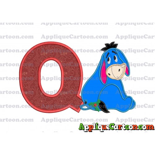 Eeyore Applique 01 Embroidery Design With Alphabet Q