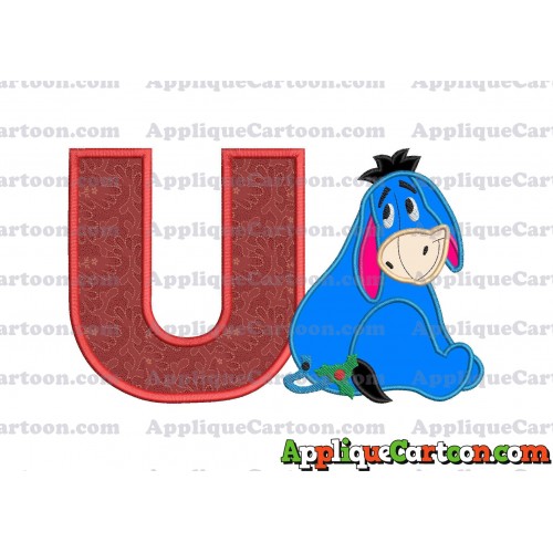 Eeyore Applique 01 Embroidery Design With Alphabet U
