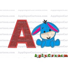 Eeyore Applique 02 Embroidery Design With Alphabet A