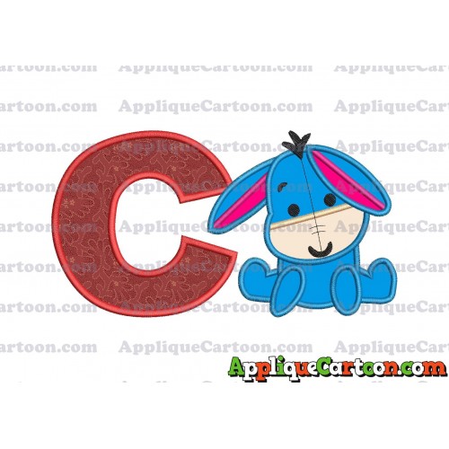 Eeyore Applique 02 Embroidery Design With Alphabet C