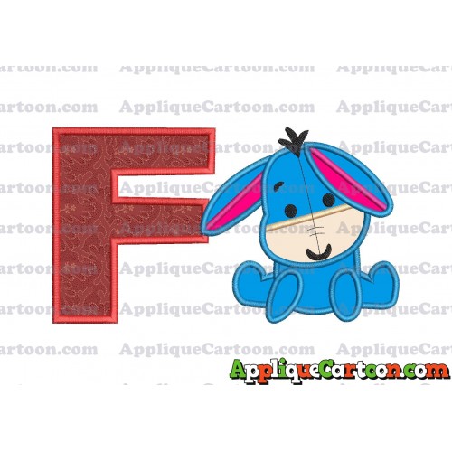 Eeyore Applique 02 Embroidery Design With Alphabet F
