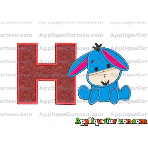 Eeyore Applique 02 Embroidery Design With Alphabet H