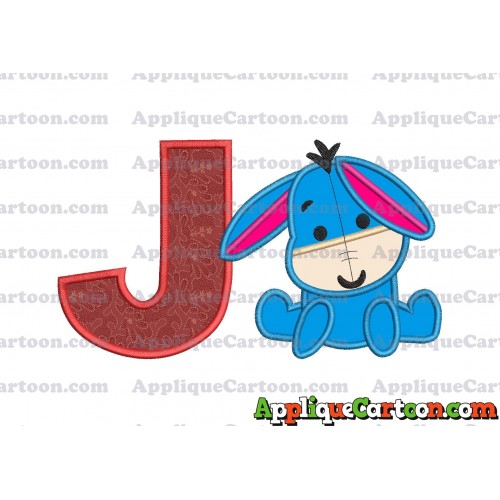 Eeyore Applique 02 Embroidery Design With Alphabet J